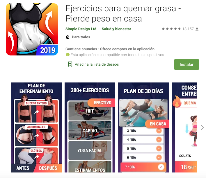 aplicacion de ejercicios para adelgazar gratis